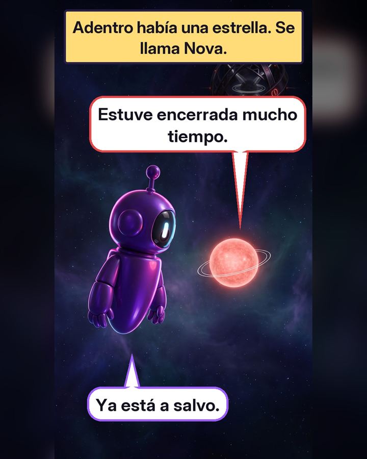 Adentro había una estrella llamada Nova. Estuvo encerrada mucho tiempo.